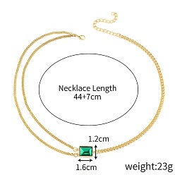 ① N2203-5 Emerald Minimalist European Style Choker Necklace for Women - Fashionable and Unique Lock Collar Chain Jewelry