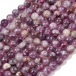 Лепидолит Натуральный лепидолит / пурпурный слюдяный камень бисер пряди, круглые, 6.8 мм, отверстие : 1 мм, около 57 шт / нитка, 14.37'' (36.5 см)