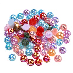 Mixed Color Electroplate Acrylic Cabochons, Half Round, Mixed Color, 8x4mm