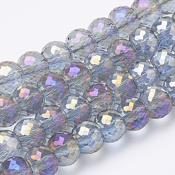 Colorful Electroplated Glass Beads Strands, Rainbow Plated, Faceted, Rondelle, Colorful, 8x6mm, Hole: 1.2mm, about 80pcs/strand, 19.69 inch