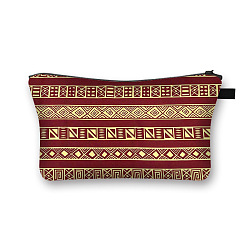 Brun Saddle Sac cosmétique imprimé de tirette de polyester, pochettes dames sac de rangement de voyage de grande capacité, selle marron, 21.5x13 cm