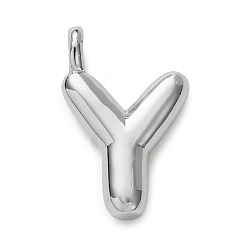 Letter Y Латунные подвески, долговечный, стойки покрытие, без кадмия и без свинца, платина, Письмо Y, 15.5x10.5x4.5 мм, отверстие : 2.5 мм