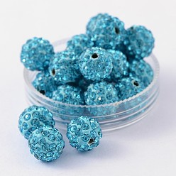 Turquoise Polymer Clay Rhinestone Beads, Grade A, Round, PP15, Turquoise, 12mm, Hole: 2mm, PP15(2.1~2.2mm)