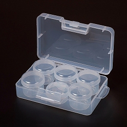Clear Plastic Bead Containers, Flip Top Bead Storage, Removable, 6 Compartments, Rectangle, Clear, 15.7x9.4x4cm, Compartments: about 4.2x3.5cm, 5pcs/box, 4.2x2.5cm, 1pcs/box, 6 Compartments/box