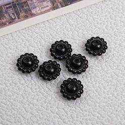 Black Opaque Acrylic Beads, Flower, Black, 9x5mm, Hole: 2mm