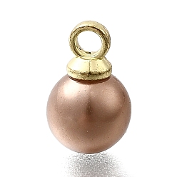 Верблюжий Подвески из АБС-пластика с жемчугом, круглые, с петлей из легкого золотого сплава, верблюжие, 9.5x6 мм, отверстие : 1.6 мм