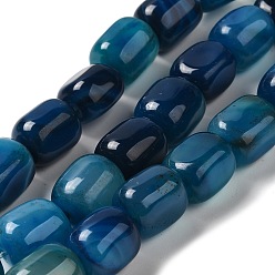Deep Sky Blue Natural Agate Beads Strands, Dyed & Heated, Column, Deep Sky Blue, 15~16x11.5~13x11~13mm, Hole: 1.6mm, about 12pcs/strand, 7.17~7.28''(18.2~18.5cm)