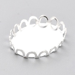 Silver 304 Stainless Steel Cabochon Settings, Lace Edge Bezel Cups, Oval, Silver, 19x14x3mm Tray: 18mmx13mm