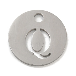 Letter Q Не тускнеющие 304 подвески из нержавеющей стали, цвет нержавеющей стали, плоские круглые с буквы, Буква Q, 19x1.2 мм, отверстие : 2.5 мм