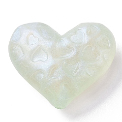 Темный Морско-зеленый Светящиеся акриловые бусины, блеск бисера, светится в темноте, сердце, темно-зеленый, 24x29x10 мм, отверстие : 2 мм, Около 115 шт / 500 г