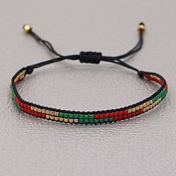 Green Miyuki Seed Braided Bead Bracelet, Adjustable Friendship Bracelet for Women, Green, 11 inch(28cm)