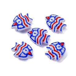 Синий Бусины лэмпворк , рыба, синие, 18x22.5x10.5 мм, отверстие : 1.2 мм