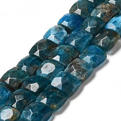 Apatite Natural Apatite Beads Strands, Faceted, Square, 10x10x6mm, Hole: 1~1.2mm, about 19~20pcs/strand, 7.09~7.48 inch(18~19cm)