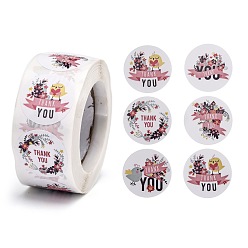 Word 1 Inch Thank You Roll Stickers, Self-Adhesive Paper Gift Tag Stickers, for Party, Decorative Presents, Word, 24.5mm, 500pcs/roll