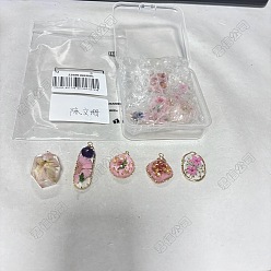 (52) Непрозрачная лаванда 10шт 5 стили подвески из эпоксидной смолы, разнообразные, с сухих цветов, с использованием сплава и медной проволоки, разноцветные, 26.5~41.5x14~22x2.7~16.5 мм, отверстие : 1.6~2.6 мм, 2 шт / стиль