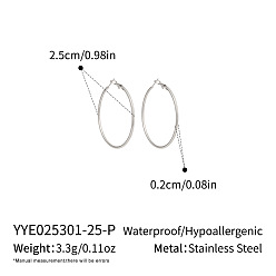 Серебро Серьги из 304 нержавеющей стали, серебряные, 25x2 мм