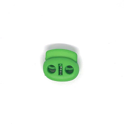 Lime Green Nylon Cord Locks Clip Ends, Double Hole Drawstring Stopper Fastener Buttons, Lime Green, 1.8x2cm, Hole: 4mm