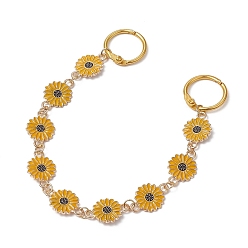 Golden Sunflower Alloy Enamel Link Shoe Chains, with Iron Loose-leaf Binder Rings, for Shoe Decoration, Golden, 232mm