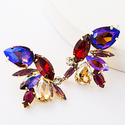 Tanzanite Sparkling Alloy Rhinestone Ear Studs for Women, Bold and Fashionable Jewelry Accessory, Tanzanite