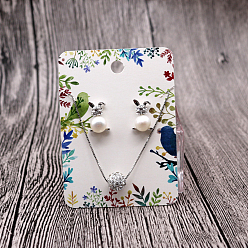 Bird Paper Display Cards, for Earrings, Necklaces, Rectangle, Bird Pattern, 7x5cm