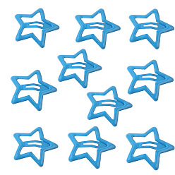 Dodger Blue Star Baking Painted Alloy Snap Hair Clips, Hair Accessories for Girl, Dodger Blue, 32mm