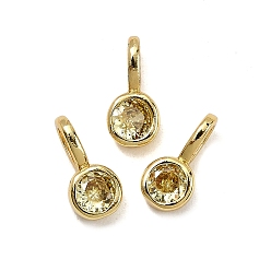 Светло-хаки Плоские круглые микро медные проложит кубических прелести диоксида циркония, стойки покрытие, долговечный, без кадмия и без свинца, золотые, светлый хаки, 10.5x5.5x3.5 мм, отверстие : 4x2.5 мм