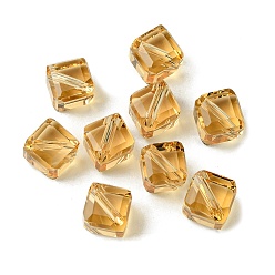 Dark Goldenrod Glass Imitation Austrian Crystal Beads, Faceted, Square, Dark Goldenrod, 7x7x7mm, Hole: 0.9mm