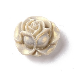 Темный Хаки Непрозрачные акриловые бусины, блестящая бусина, 3 d цветок розы, Темный хаки, 20x18x10 мм, отверстие : 2 мм, Около 350 шт / 500 г