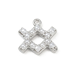 Платина Латунь прелести, с абс пластмассовой имитационной жемчужиной, долговечный, без кадмия и без свинца, стойки покрытие, Водолей, платина, 13x13x3.5 мм, отверстие : 1.2 мм