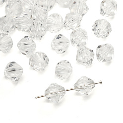 Белый Прозрачные акриловые бусины, двухконусные, граненые, белые, 10 мм, отверстие : 2 мм, о 46 шт / комплект
