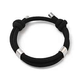 Черный Браслеты-боло из нейлонового шнура, браслеты слайдер для женщин мужчин, с 304 фурнитурой из нержавеющей стали, чёрные, внутренний диаметр: 2-1/2 дюйм (6.2 см)