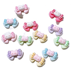 (52) Непрозрачная лаванда Кабошоны из смолы, кот-бантик, разноцветные, 26x15 мм