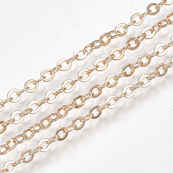 Golden Brass Cable Chains, Soldered, with Spool, Flat Oval, Golden, 2.5x2x0.3mm, about 49.21 Feet(15m)/roll