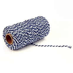Midnight Blue 100M Macrame 2-Ply Cotton Braid Thread, with Spool, Round, Midnight Blue, 2mm, about 109.36 Yards(100m)/Roll