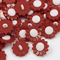 Темно-Красный Акриловые пуговицы с хвостовиком, 1-луночное, окрашенные, подсолнечник, темно-красный, 20x4 мм, отверстие : 3 мм