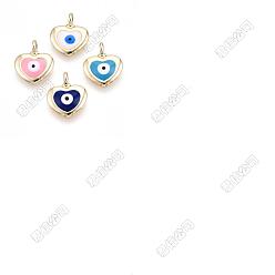 (52) Непрозрачная лаванда 40Шармы из сплава эмали, без кадмия и без свинца, золотой свет, сердце с оберегом от сглаза, разноцветные, 14x12x4 мм, отверстие : 1.6 мм
