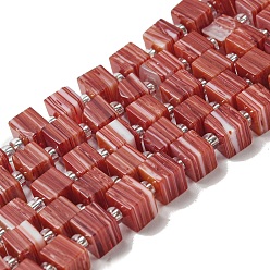 Salmon Handwork Lampwork Beads, with Glass Spacer Beads, Square, Salmon, 6x6x5~5.5mm, Hole: 0.9mm, about 54~55pcs/strand, 15.75~15.94''(40~40.5cm)