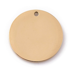 Golden Vacuum Plating 304 Stainless Steel Pendants, Stamping Blank Tag, Laser Cut, Flat Round, Golden, 20x1.5mm, Hole: 1.4mm