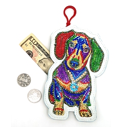 Dog DIY Purse Bag Diamond Painting Kits, Including Resin Rhinestones, Pen, Tray & Glue Clay, Dog Pattern, 170x115mm