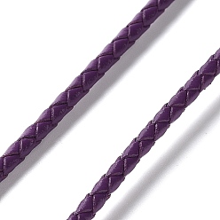 Púrpura Cordón de cuero trenzado, púrpura, 3 mm, 50 yardas / paquete
