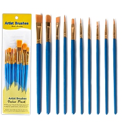 Dodger Blue Painting Brush, Nylon Hair Brushes with Plastic Handle, for Watercolor Painting Artist Professional Painting, Dodger Blue, 162~182mm, 10pcs/set