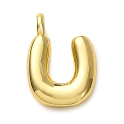 Letter U Латунные подвески, долговечный, стойки покрытие, без кадмия и без свинца, реальный 18 k позолоченный, Буква U, 15x10.5x4.5 мм, отверстие : 2.5 мм