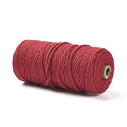 Cerise Cotton String Threads for Crafts Knitting Making, Cerise, 3mm, about 109.36 Yards(100m)/Roll