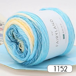 Light Sky Blue Wool Chenille Yarn, Velvet Cotton Hand Knitting Threads, for Baby Sweater Scarf Fabric Needlework Craft, Light Sky Blue, 2mm