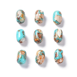 Cyan Natural Imperial Jasper Beads, Dyed, Rice, Cyan, 14.5x10mm, Hole: 1.4mm