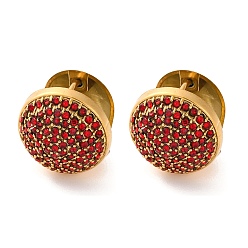 Гиацинт AB Вакуумное покрытие pvd 304 серьги-кольца из нержавеющей стали со стразами для женщин, круглые, золотые, гиацинт ab, 16x15x16 мм