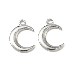 Platinum Alloy Pendants, Moon Charms, Platinum, 21.5x15.5x2mm, Hole: 2mm