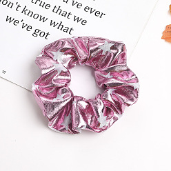 C211 Pentagram - Pink Metallic Rainbow Gradient Fabric Hair Scrunchie with Laser Hot Stamping Gold Dual Color Bowknot Headband