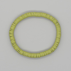 QT-B200189X Эластичный браслет в богемном пляжном стиле - однотонные глиняные бусины, женская цепочка на руку.