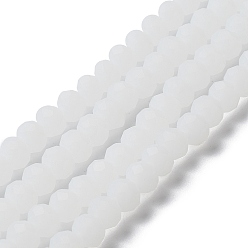 WhiteSmoke Imitation Jade Solid Color Glass Beads Strands, Faceted, Frosted, Rondelle, WhiteSmoke, 6x4.5mm, Hole: 1.4mm, about 86pcs/strand, 16.14 inch(41cm)